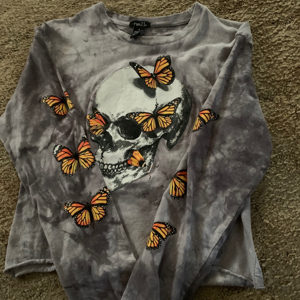Skull and Butterfly Crop Top